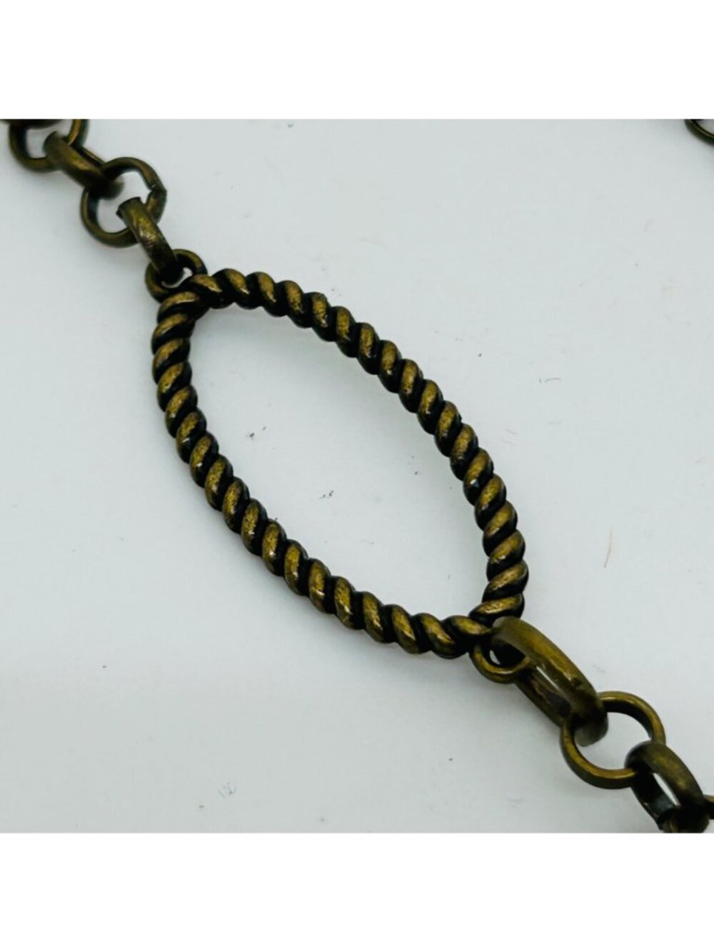 Modernist Bronze Color Jasper Agate Pendant Necklace Chain Oval Bohemian Gothic - Picture 4 of 10